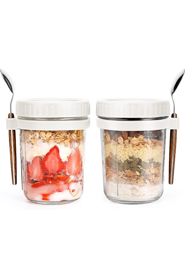 Generic-OYDAS Overnight Oats Containers with Lids and Spoons 2-Pack, 10-Ounce Sealing Overnight Oat Jars wi 1
