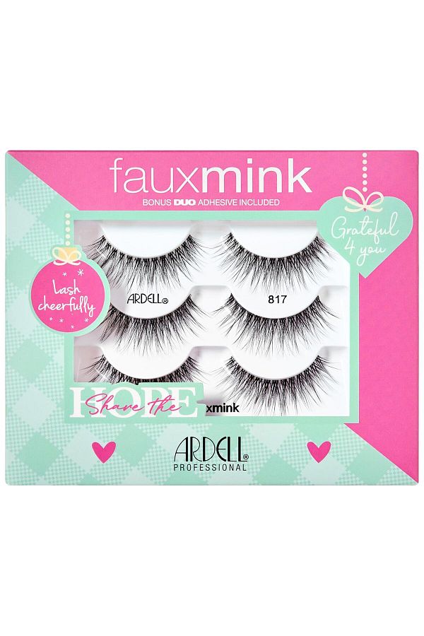 Ardell-Faux Mink 817 Strip Lashes Holiday 3-pair Gift Set Bonus Duo Adhesive Included 1