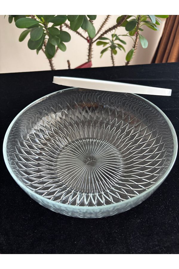 DİBA AVM-20 cm Glass Storage Container Salad Bowl Diameter 20 cm Height 7 cm Volume 1350 Cc 1