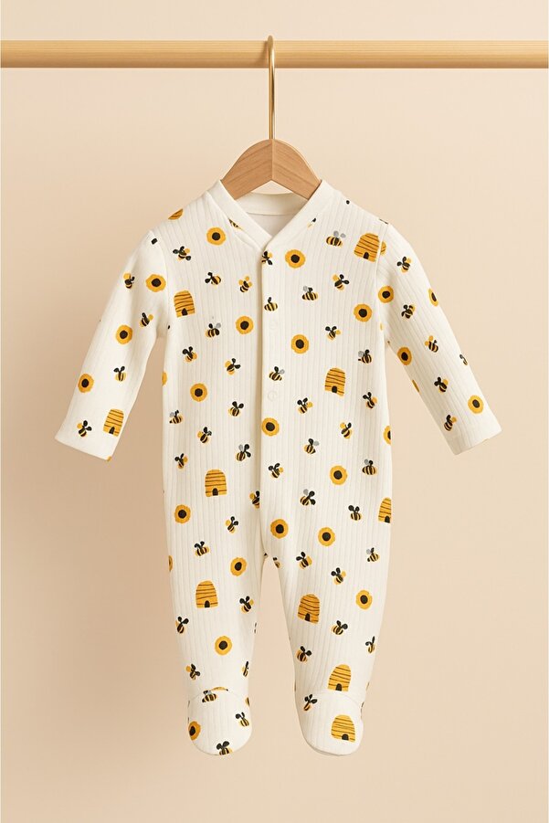 ENİA BABY Yenidoğan Bebek Patikli Pamuklu Çıtçıtlı Tulum 0-3 Ay (KIZ ERKEK BEBEK YENİDOĞAN )