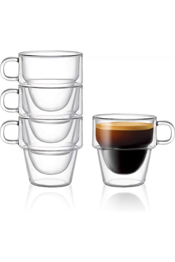KRASINO-Set of 4 Altmore espresso cups, borosilicate glass, double walls, 80 ml 1