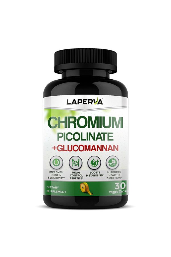 Laperva-Chromium Picolinate + Glucomannan, 30 Veggie Capsules, Appetite Control & Blood Sugar Support 1