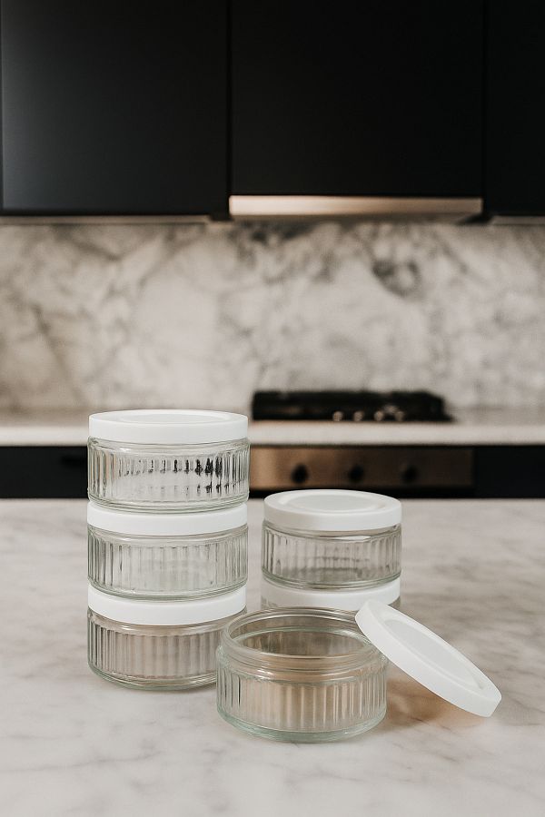 ZURİ DESİGN-Set of 6 Airtight Glass Storage Containers - 140 Cc |   White Lid, Leakproof Storage Container Multi-Purpose 1