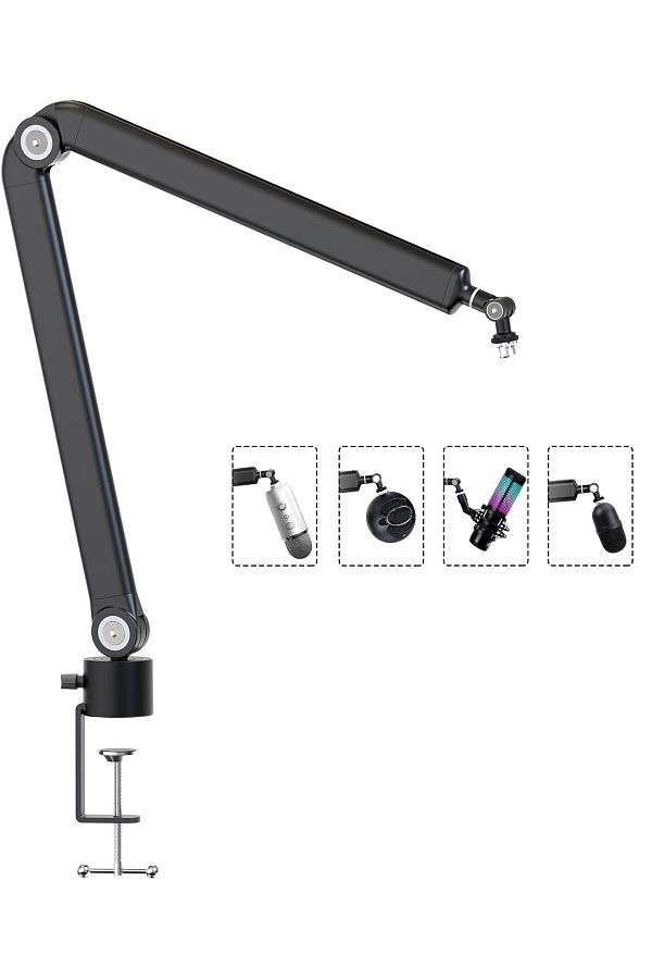 FlashHawk-Mic Boom Arm 360° Rotatable Microphone Stand with Desk Mount, for Live Streaming, Gaming, Radio 1