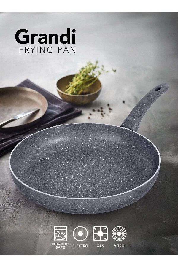 GRANDİ-Grandi 1- Piece Non-Stick Titanium High thickness Frying Pan Grey 20 cm 1