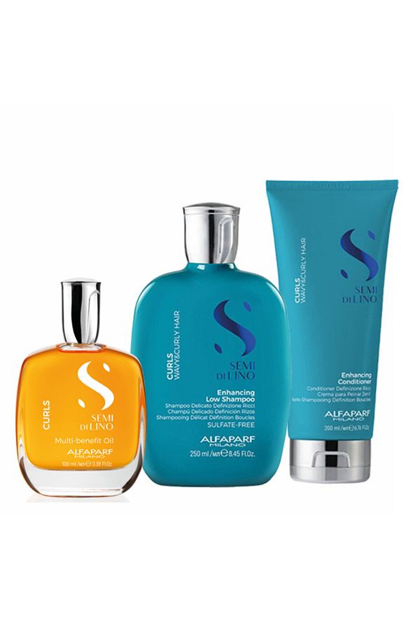 Alfaparf Milano-Set bucle pentru păr ondulat Șampon 250ml + Balsam 200ml + Ulei de netezire 100ml 1