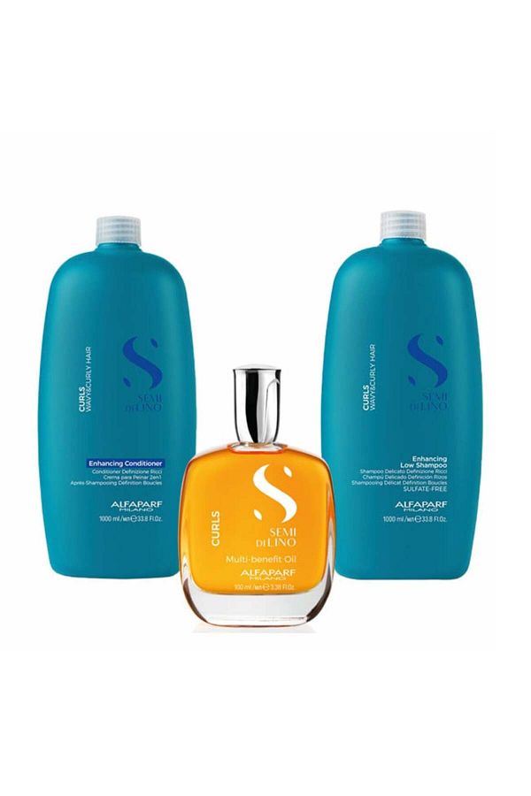 Alfaparf Milano-Alfaparf Curls Set pentru păr ondulat Șampon 1000 ml Balsam 1000 ml Ulei de netezire 100 ml 1