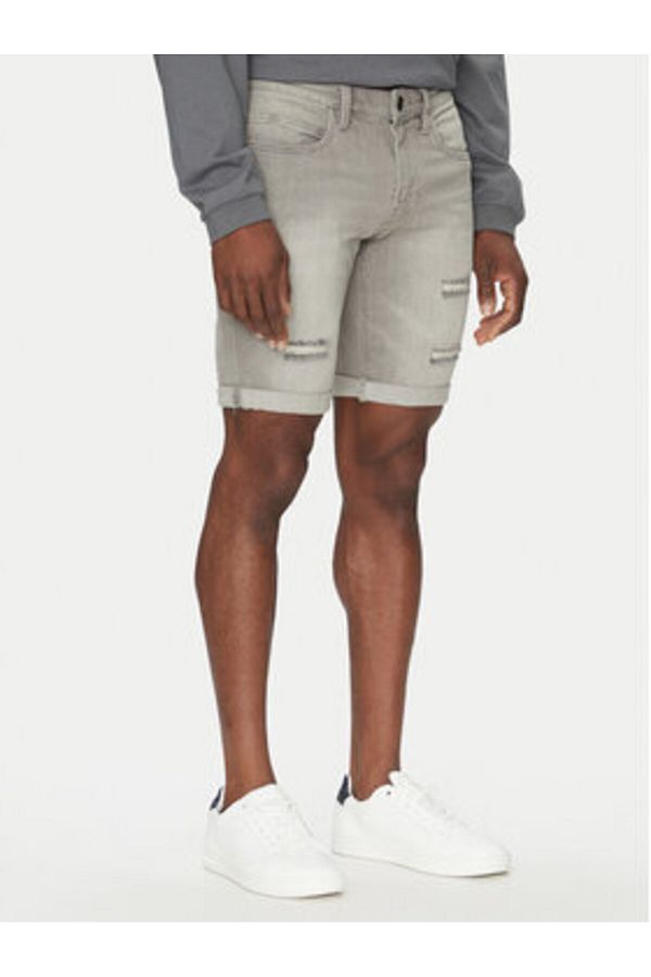 Indicode-Men's Jeans Shorts gray INDICODE-INKADEN HOLES 70-104 901 LT GREY 1