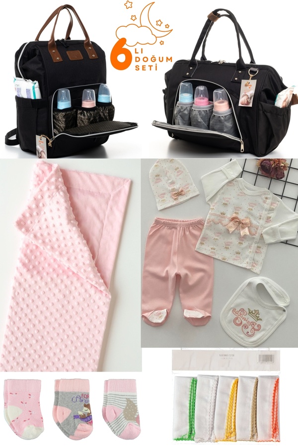 Pimadyo Büyük Doğum Seti (Hastane Çıkışı, Omuz ve Sırt Çantası, Battaniye, 10'lu Mendil ve 3'lÜ Çorap)