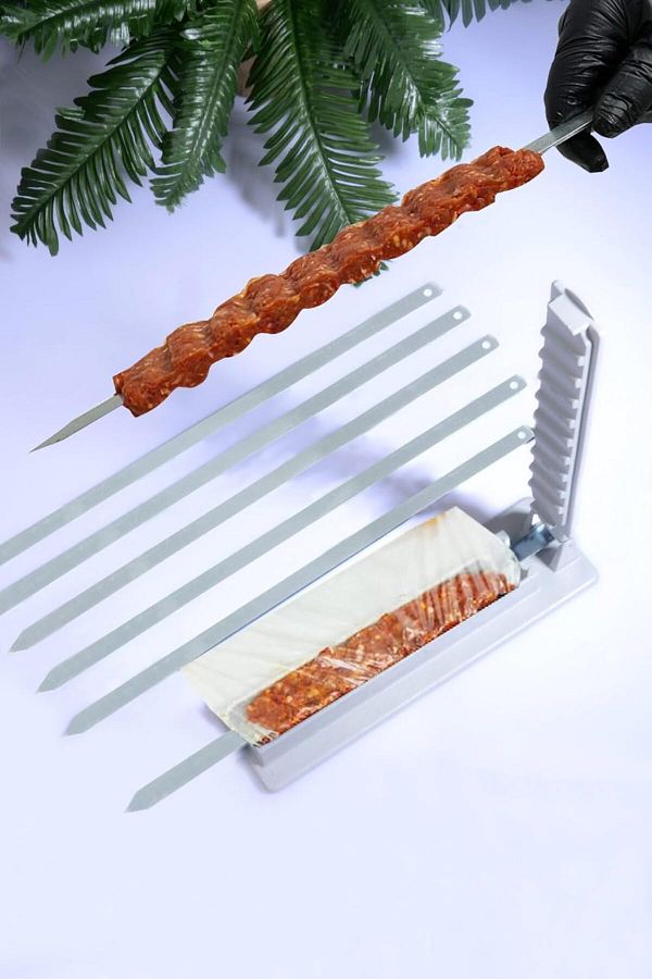 Mu Art Ahşap-Mrt 6 قطع من أدوات الشيشة والكباب Adana Urfa Kebab Tool جهاز عملي سريع لصنع الكباب 1
