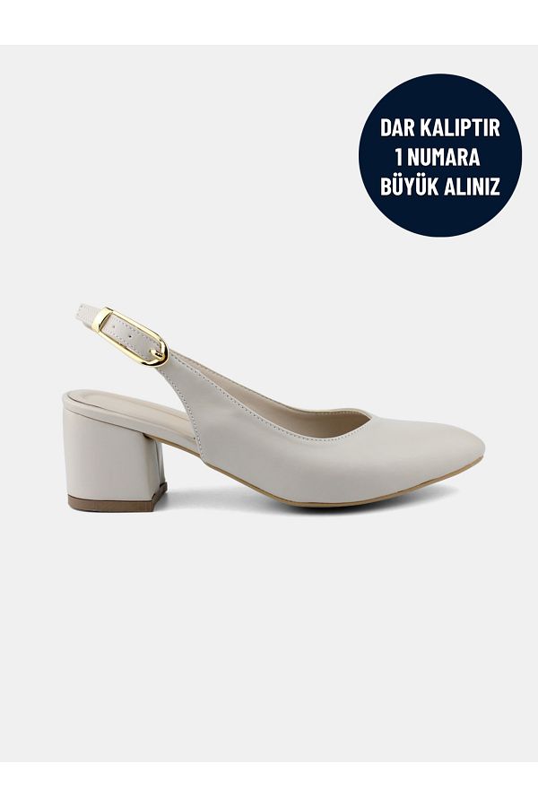 MAGGIO-Cream Women's Heeled Shoes Are Narrow Fit, Buy One Size Larger 1