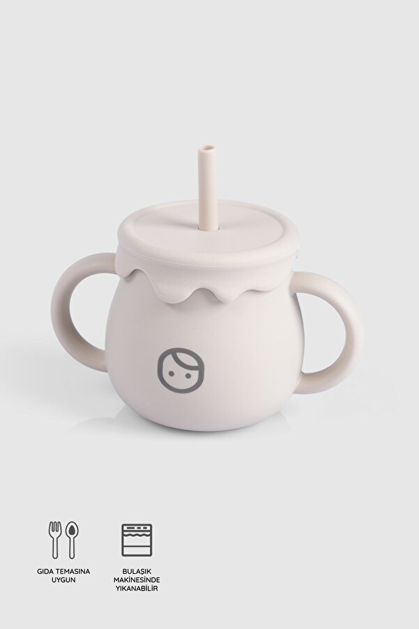 Little Gusto Pipetli Silikon Suluk ve Atıştırma Bardağı Bej