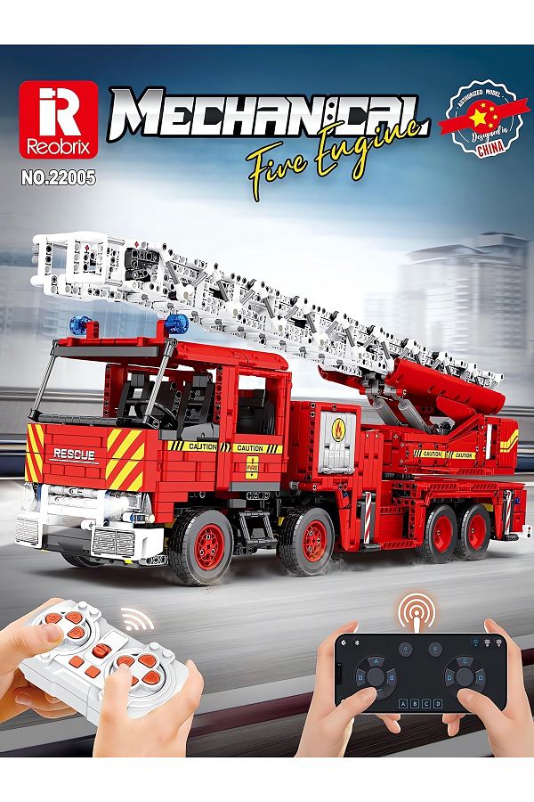 REOBRIX-Fire Truck Rc Controlled, Technical Block Building Kit (3266 Pieces) 1