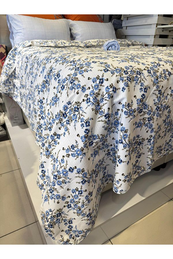ŞENER HOME-Plum Branch Patterned Sheet Elastic Single Pique Set 1
