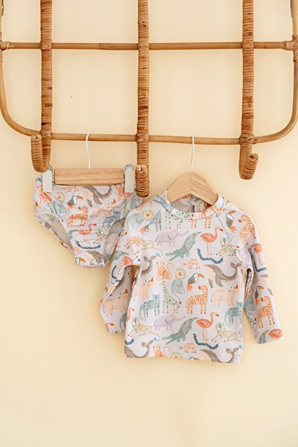 Lollie Baby&Kids UV Korumalı Mayo Bebek & Çocuk - Lila Safari