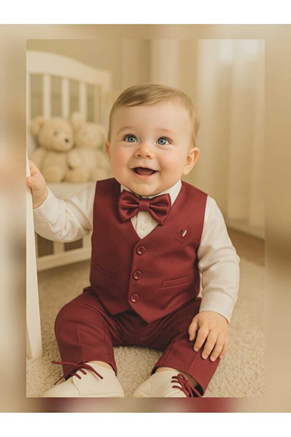 Calide Baby&Kids Erkek Bebek Mevlüt Takımı - Papyon & Kravatlı - Özel Gün Kıyafeti - 7'li Set