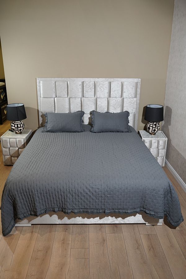 Dainty Home--lara- Anthracite Color Ruffled Single Bedspread Set 1