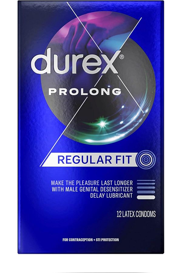 Durex-Prolong Natural Latex , 12 Count - Ultra Fine, Ribbed and Dotted with Delay Lubr 1