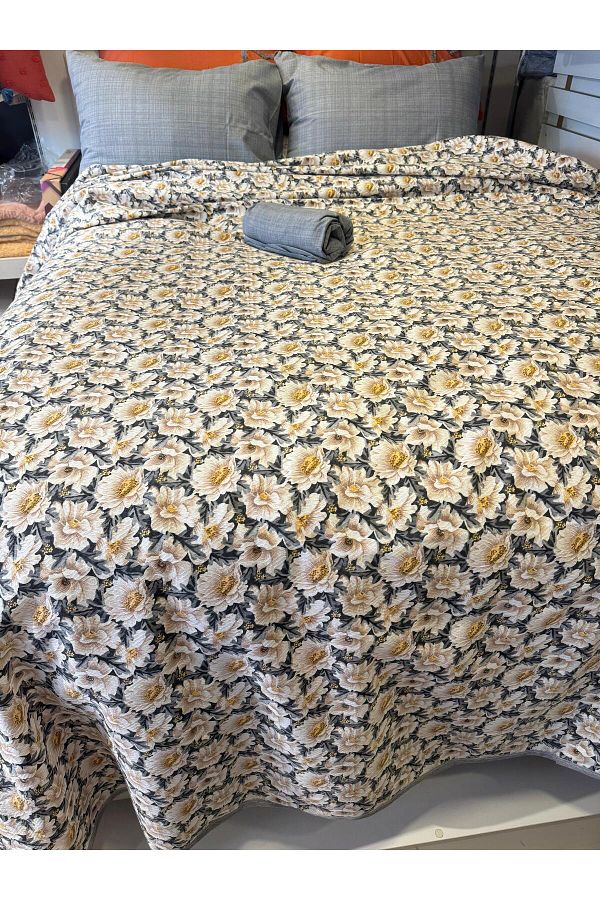 ŞENER HOME-Daisy Patterned Sheet Elastic Double Pique Set 1