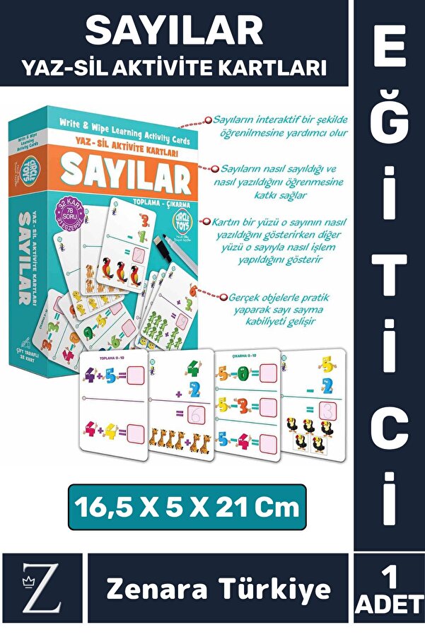Zenara-Children's Educational Intelligence Developer Process Skill Learning Fun Summer Sil Activity Cards-Numbers 1