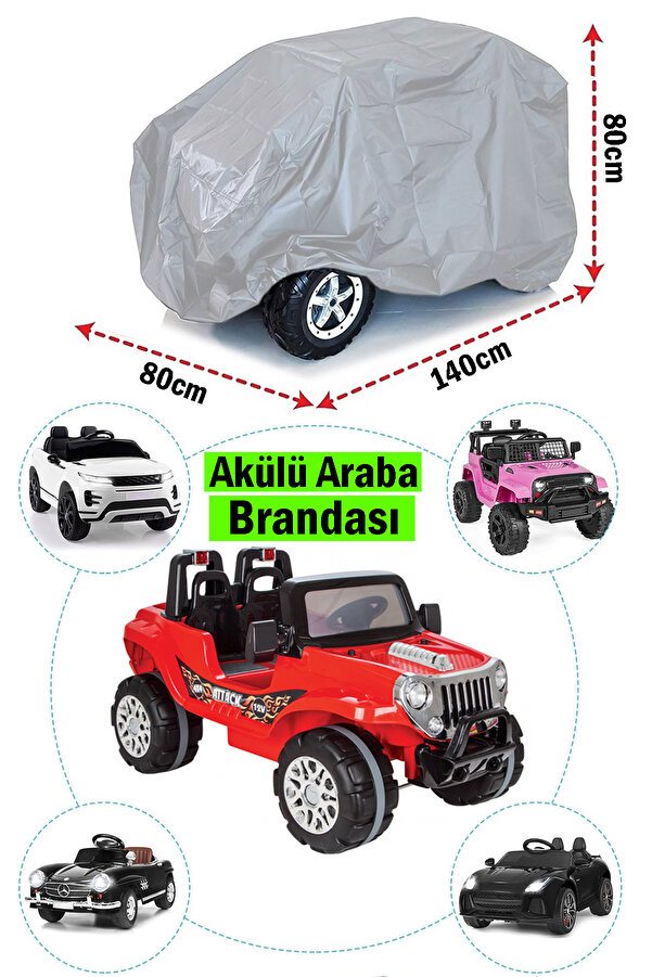 Bundeba Akülü Araba Araç Brandası, Su Geçirmez Akülü Çocuk Arabası Koruma Kılıfı Örtüsü 80x140x80 Cm Gri