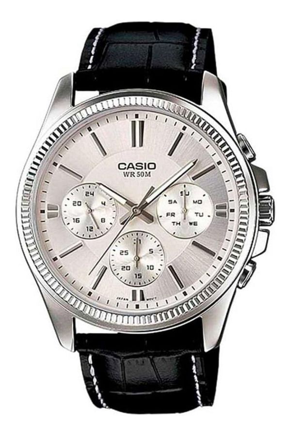 Casio-ساعة كاسيو للرجال بمينا أبيض تناظرية - MTP-1375L-7A 1