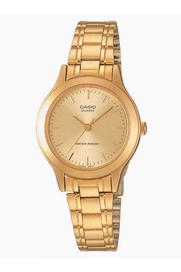 Casio-ساعة كاسيو النسائية التناظرية بمينا ذهبي - LTP-1128N-9A 1