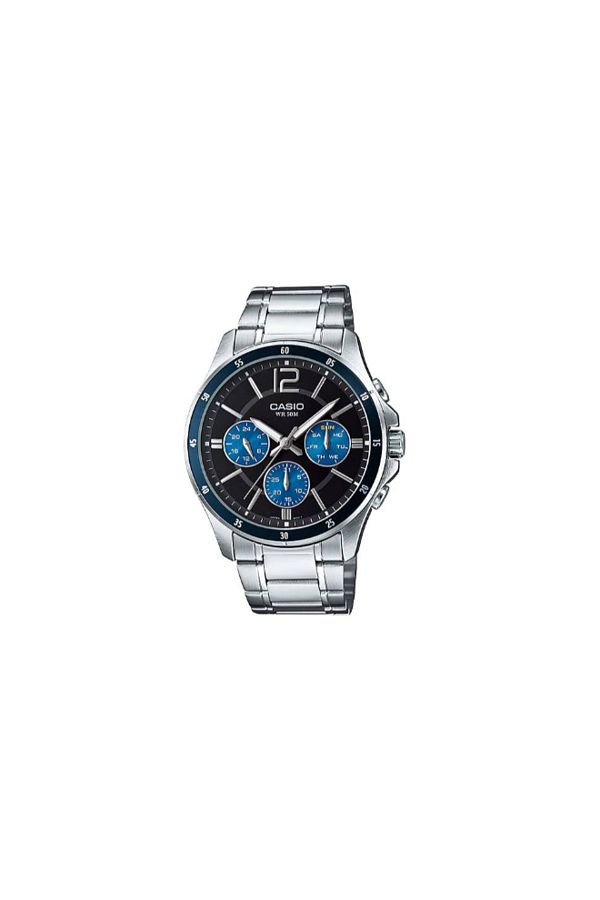 Casio-ساعة كاسيو للرجال بمينا أسود تناظرية - MTP-1374D-2A 1