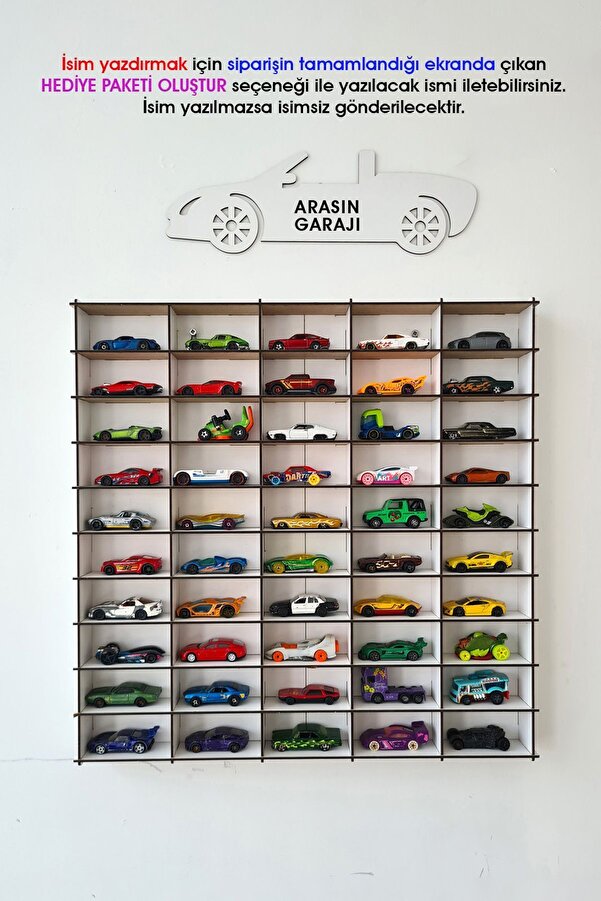 metafortoys Oyuncak Araba Rafı 50'li Beyaz (hotwheels Ve Matcbox Arabaları Için Uygundur)