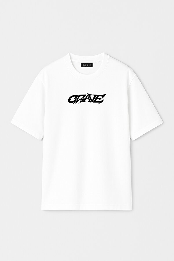 Erkek Grave Baskılı Oversize %100 Pamuk Geniş Kesim Yumuşak Dokulu Bisiklet Yaka T-shirt Rf0508