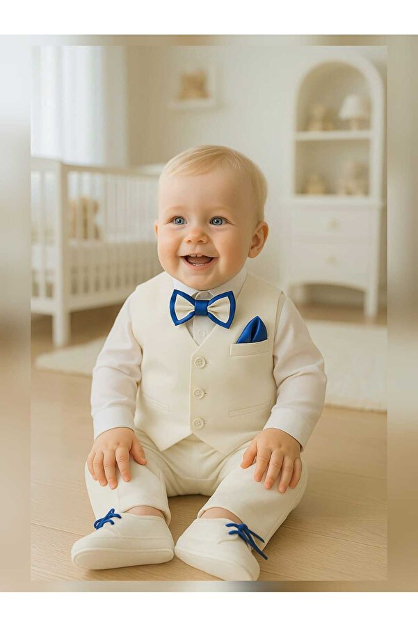 Calide Baby&Kids Erkek Bebek Mevlüt Takımı - Papyon & Kravatlı - Özel Gün Kıyafeti - 7'li Set