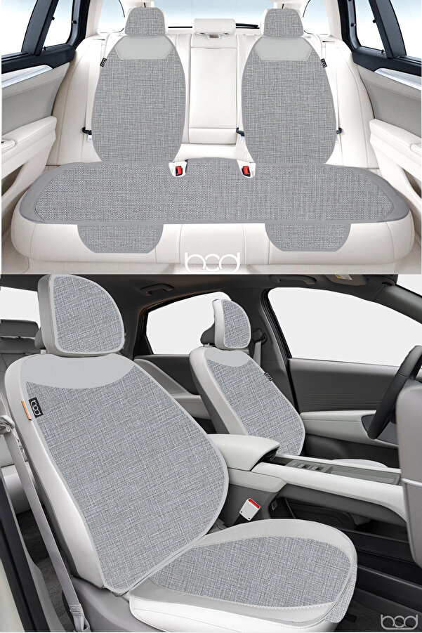 Bod Keten Terletmez Oto Koltuk Minderi Seti Koltuk Koruma Kılıfı Yalı Serisi Ön Arka Set Gri