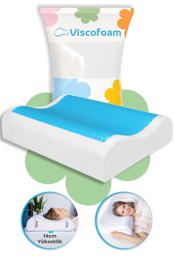 Viscofoam-Anatolia High Anti-Sweat Ορθοπεδικό Μαξιλάρι με Υποστήριξη Λαιμού Gel Visco Pillow - 60x40x14-12cm 1