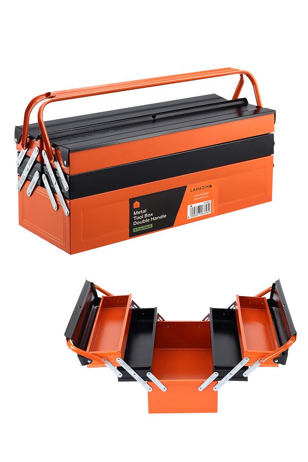 Lawazim-53cm / 22-inch Metal Tool Box, 3-Layer 5-Tray Portable Folding Tool Storage with Two Handles 1