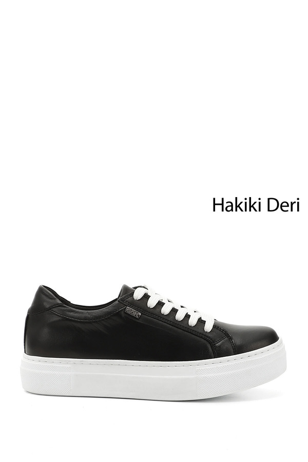 GÖNDERİ(R)-Schwarzer Damen-Schnürsneaker aus echtem Leder mit gepolsterter Sohle 1