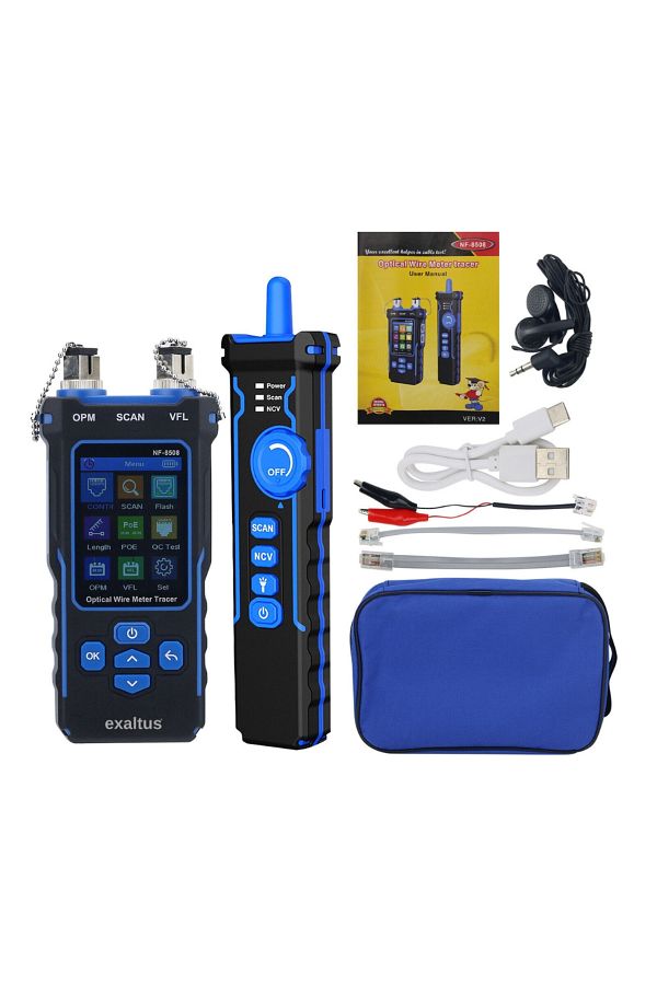 exaltus-Optical power meter with network cable tester, Exaltus®, CAT5/CAT6, POE Tester, NCV Function, QC RJ45 1