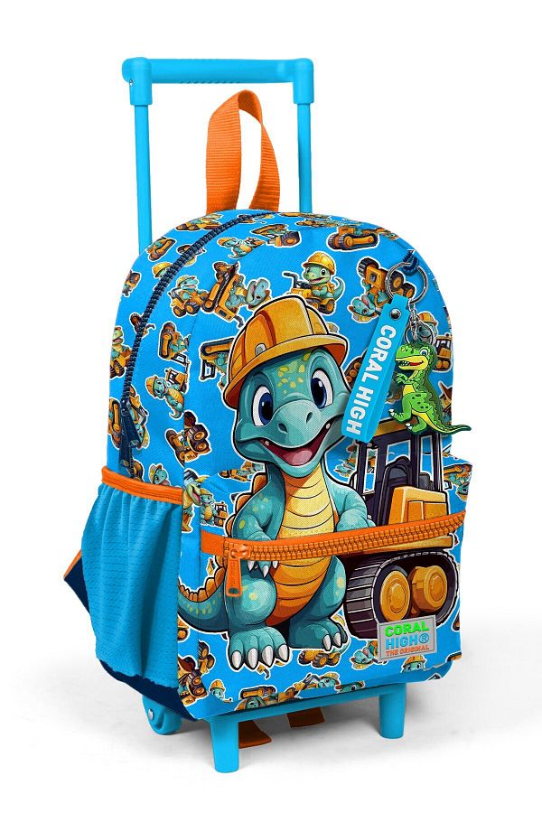 Coral High-Little Nest Backpack with Squeegee Blue Orange Dinosaur Pattern Two Compartments 24071 1