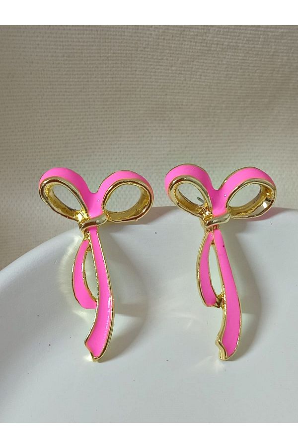 mos&more-Pink Bow Stylish Women's Earrings 1