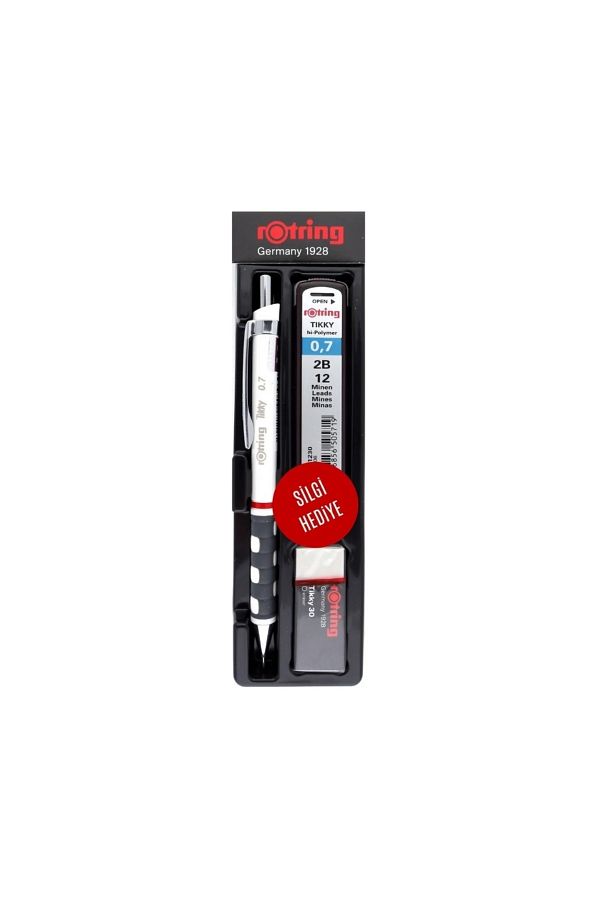 Rotring-Tikky Versatil School Set, 0.7 Mm, White, with Eraser and Nib Gift 1