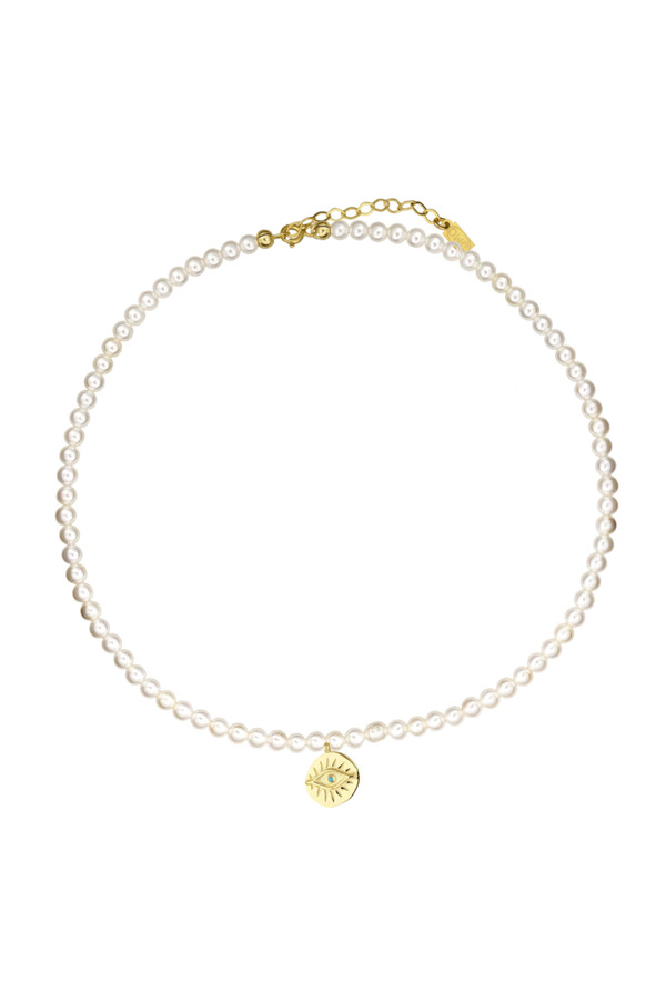 ohmygod jewelry-Colier cu perle albe 3 mm si pandantiv - Greek Island 1