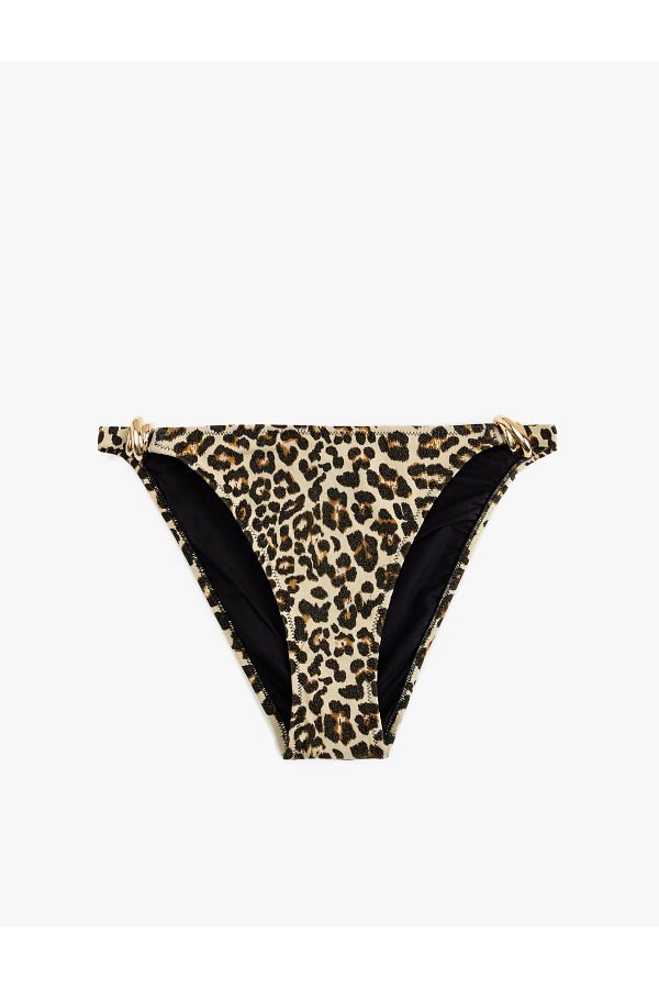 Koton-Leopard Pattern Bikini Bottom with Accessory Detail 1