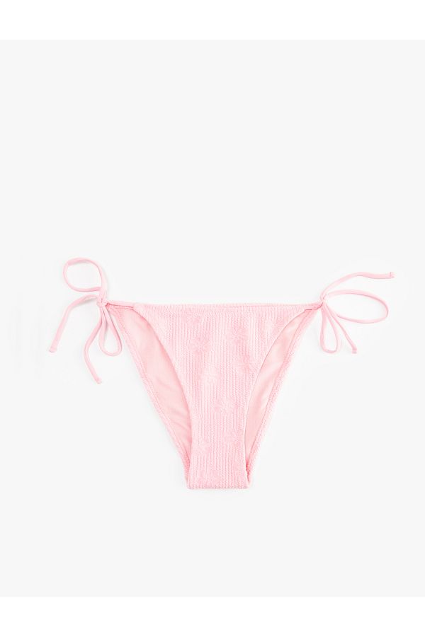 Koton-Ribbed Floral Textured Bikini Bottom with Strings on the Sides 1