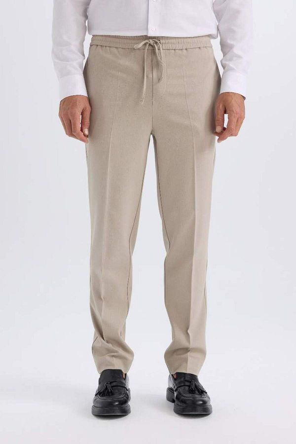 DeFacto-Summer Fabric Jogger Pants with Lacing at the Waist Elastic Straight Leg Stretching in All Directions with Pockets A9943Ax25Sp 1