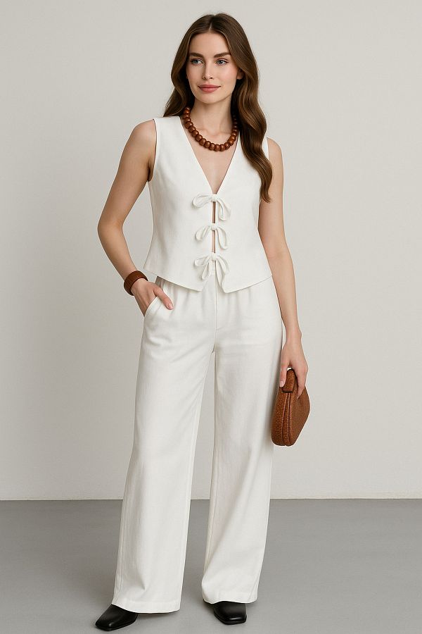 bb butik basic-Jade Draped Linen Suit Df0118 1