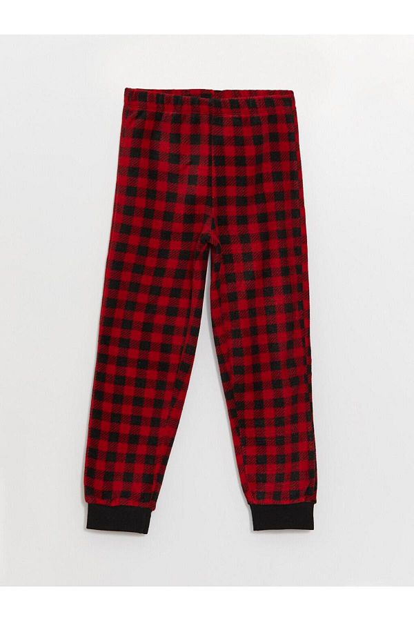 LC Waikiki-Plaid Fleece Boys' Pajama Bottom with Elastic Waist (W3) 1