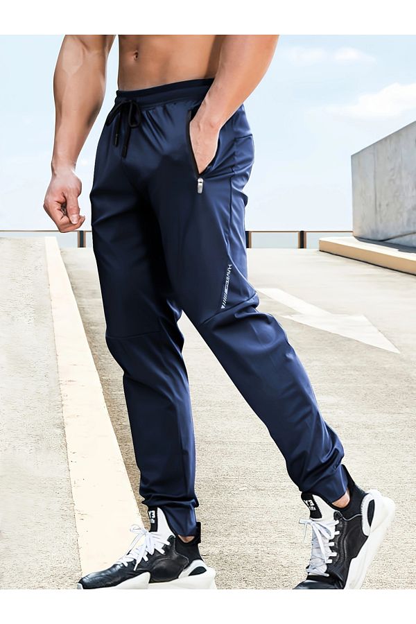 Take Two By Styli-Solid Drawstring Waist Track Pants with Zipper Pocket 1