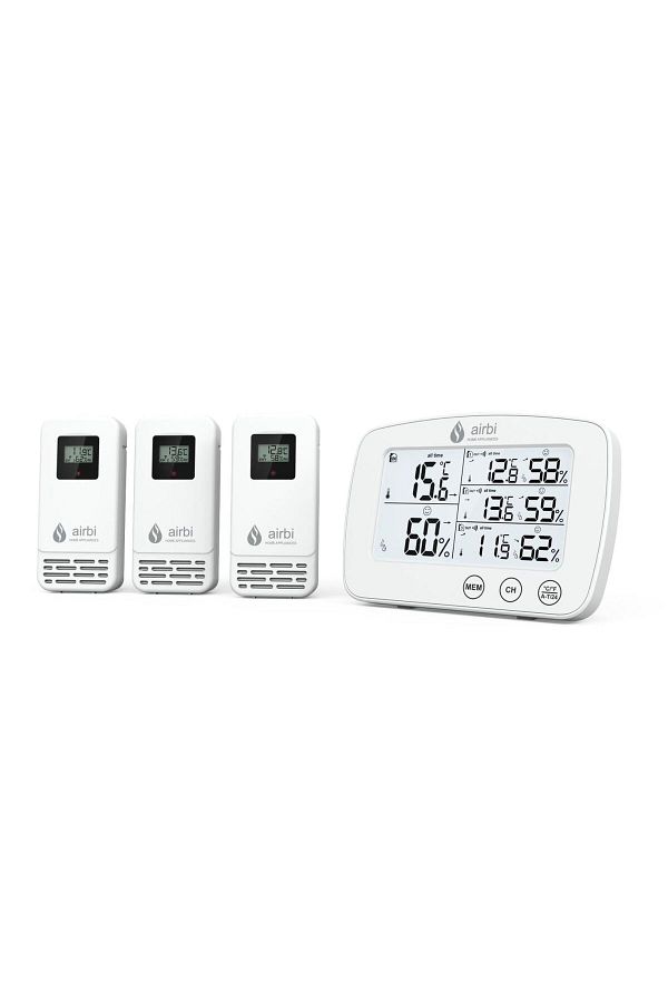 AirBi-Digital Thermometer and Hygrometer Set with 3 External Wireless Transmitters Trio Bi1030 1