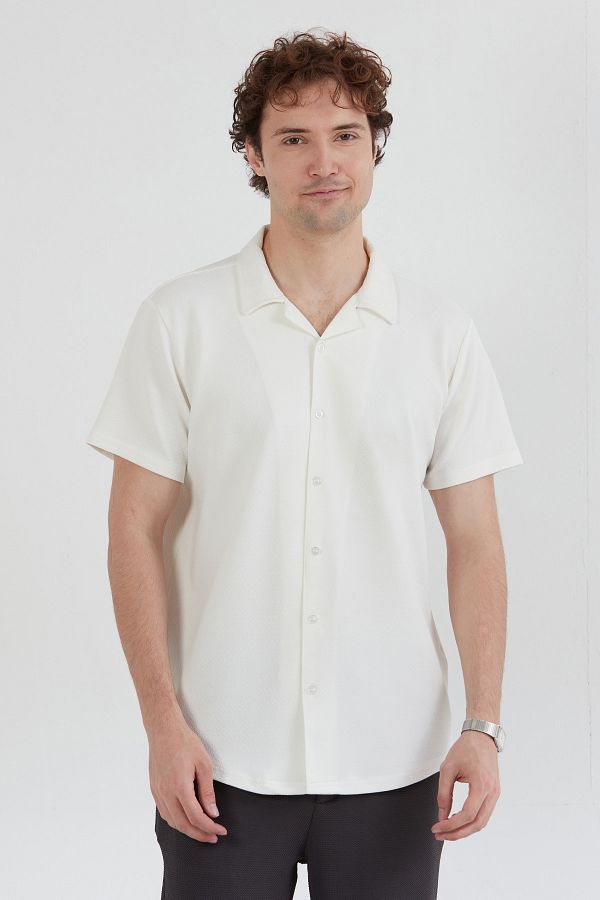 Fulla Moda-Basic Crepe Fabric Buttoned Shirt 1