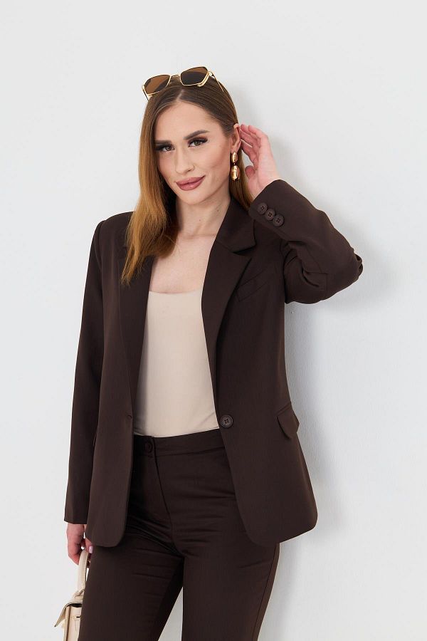LOVELF-One Button Polyviscon Suit Brown 1