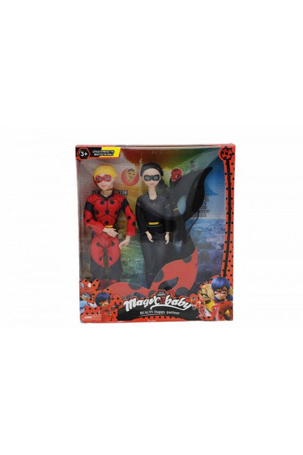 rexa-Miraculous Ladybug and Cat Noir Doll Set – 2-Pack Action Figures, 34cm 1